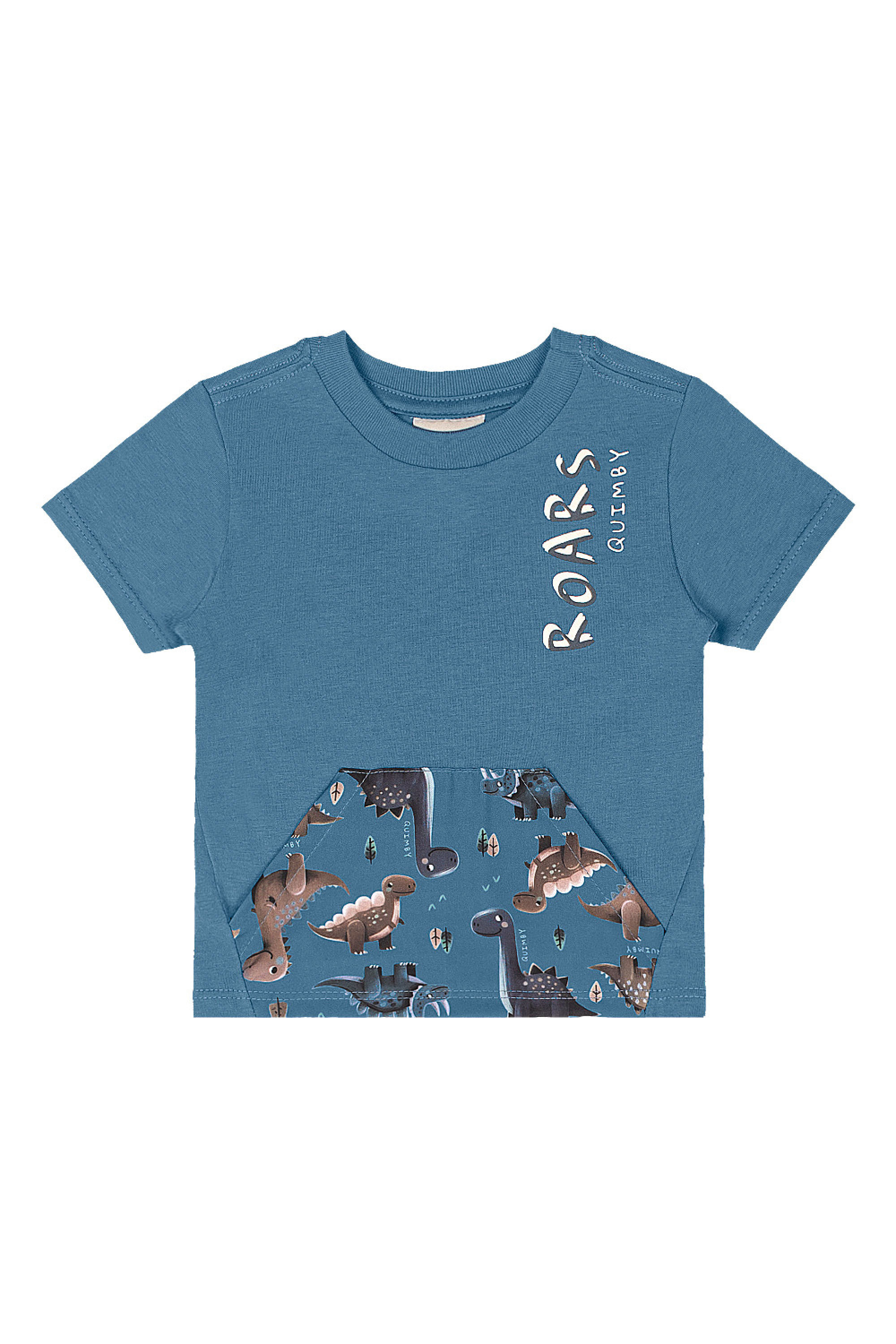 Conjunto Camisa Dino e Bermuda para Bebê Menino (Azul) Quimby - Imagem 17